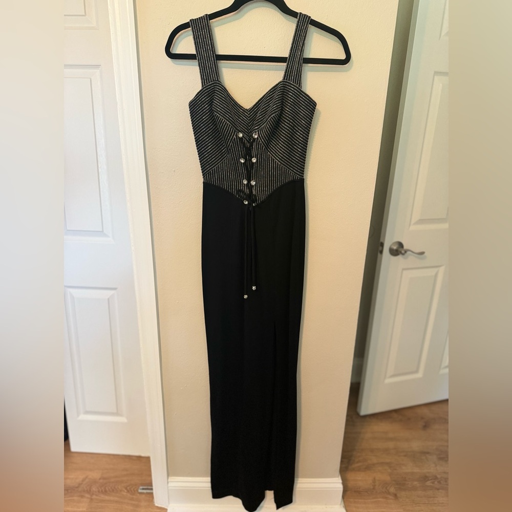 TADASHI 1990s stretch corset gown